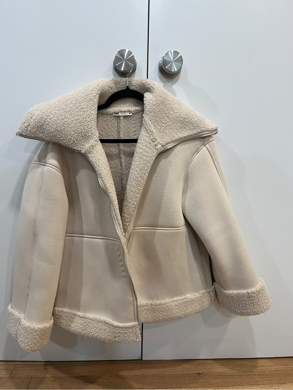 Zara Cream Sherpa-Lined Women's Jacket size S